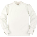 Long Sleeve Mock Neck Balloon Sleeve Top, White