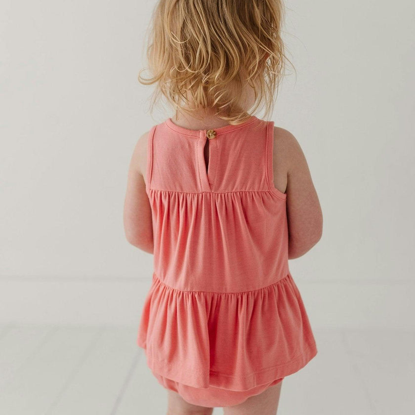 Baby Girl Double Peplum Tank & Bloomer Set in Desert Mist Blooms