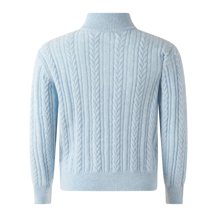 Blue Cashmere Half Zip Sweater