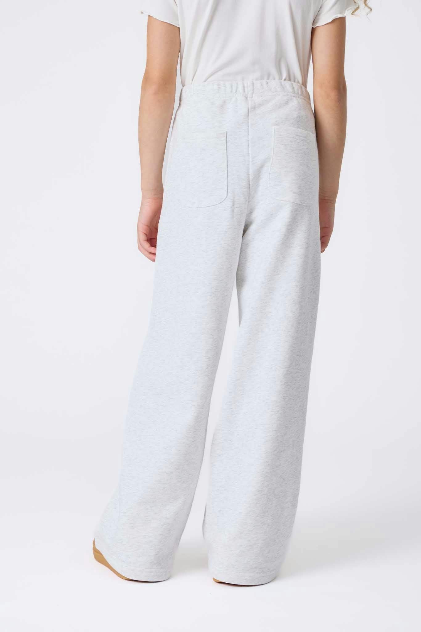 Girls Wide Leg Sweatpant in Light Ash Gray