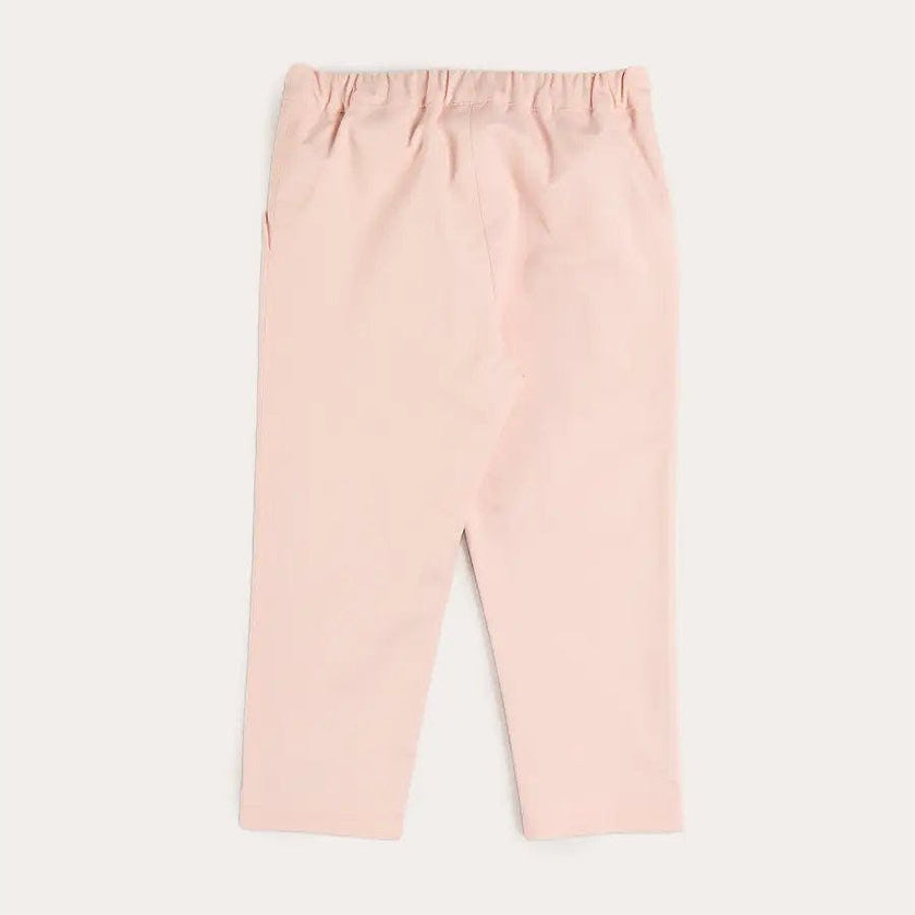 Scallop Edged Pocket Bow Detail Trousers in Baby Pink (18mths-4yrs)