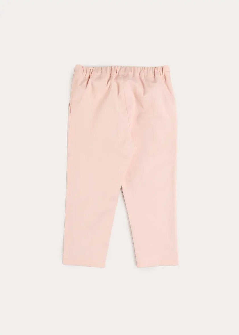 Scallop Edged Pocket Bow Detail Trousers in Baby Pink (18mths-4yrs)