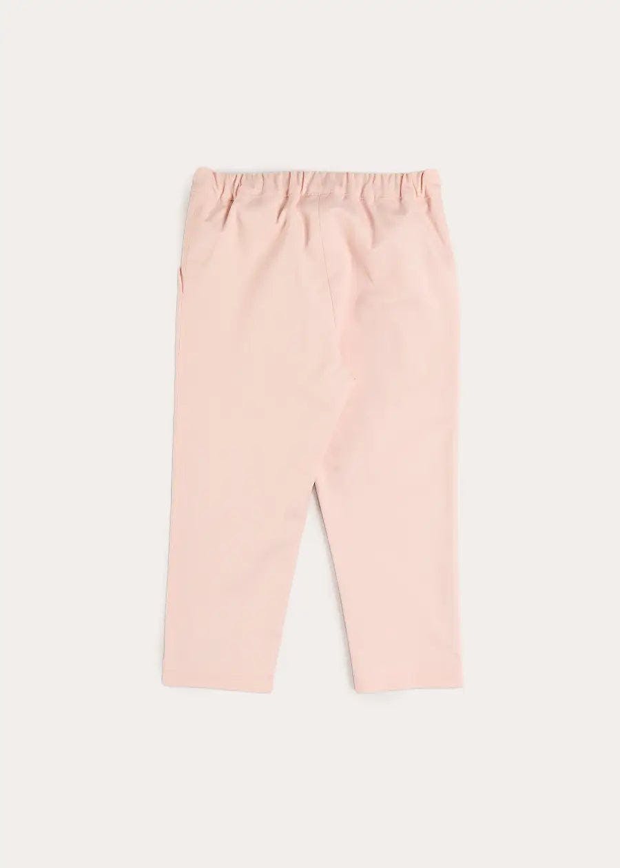 Scallop Edged Pocket Bow Detail Trousers in Baby Pink (18mths-4yrs)