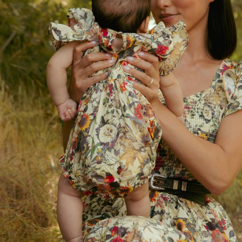 Baby Hattie Romper in Rose Vine