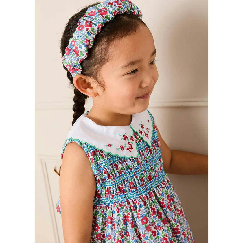 Emilia Floral Embroidered Collar Sleeveless Dress in Red (12mths- 10yrs)