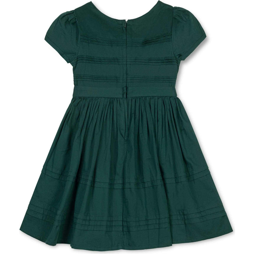 Baby Organic Special Occasion Pleated Sateen Party Dress, Green