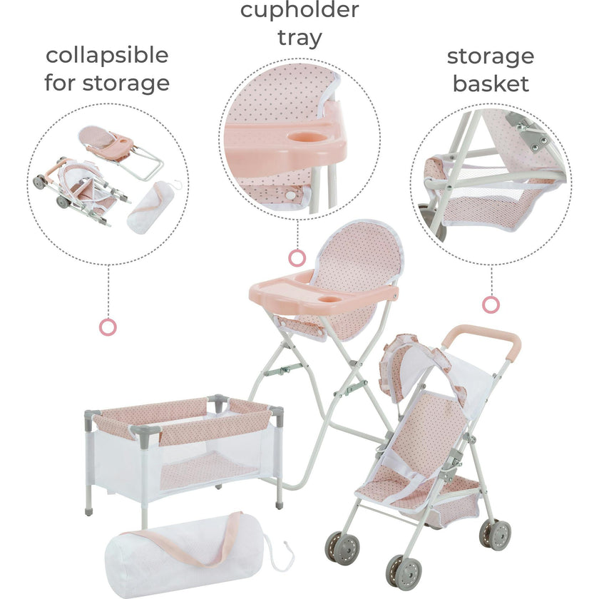 Olivia's Little World Baby Doll 3pc Nursery Set