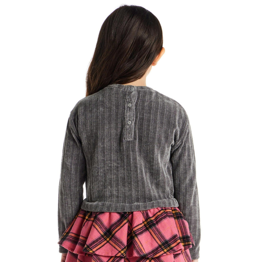 Kids Knit Top Plaid Skirt Dress