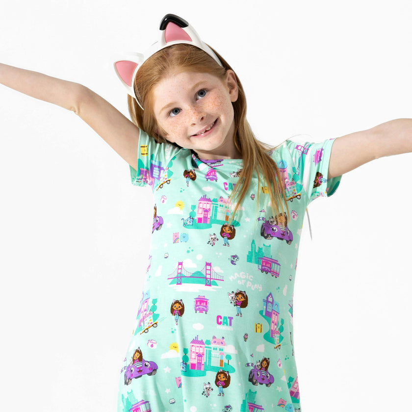 Gabby's Dollhouse: Cat Francisco Bamboo Girls' Short Sleeve Dress