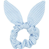 Seersucker Bow Scrunchie, Blue/White