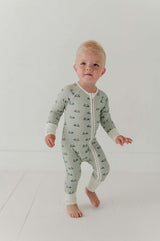Baby Boy Long Sleeve Zip Romper in Golf Cart