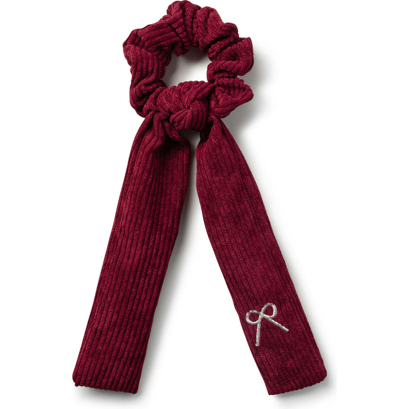 Mia Corduroy Signature Bow Logo Long Tail Scrunchie