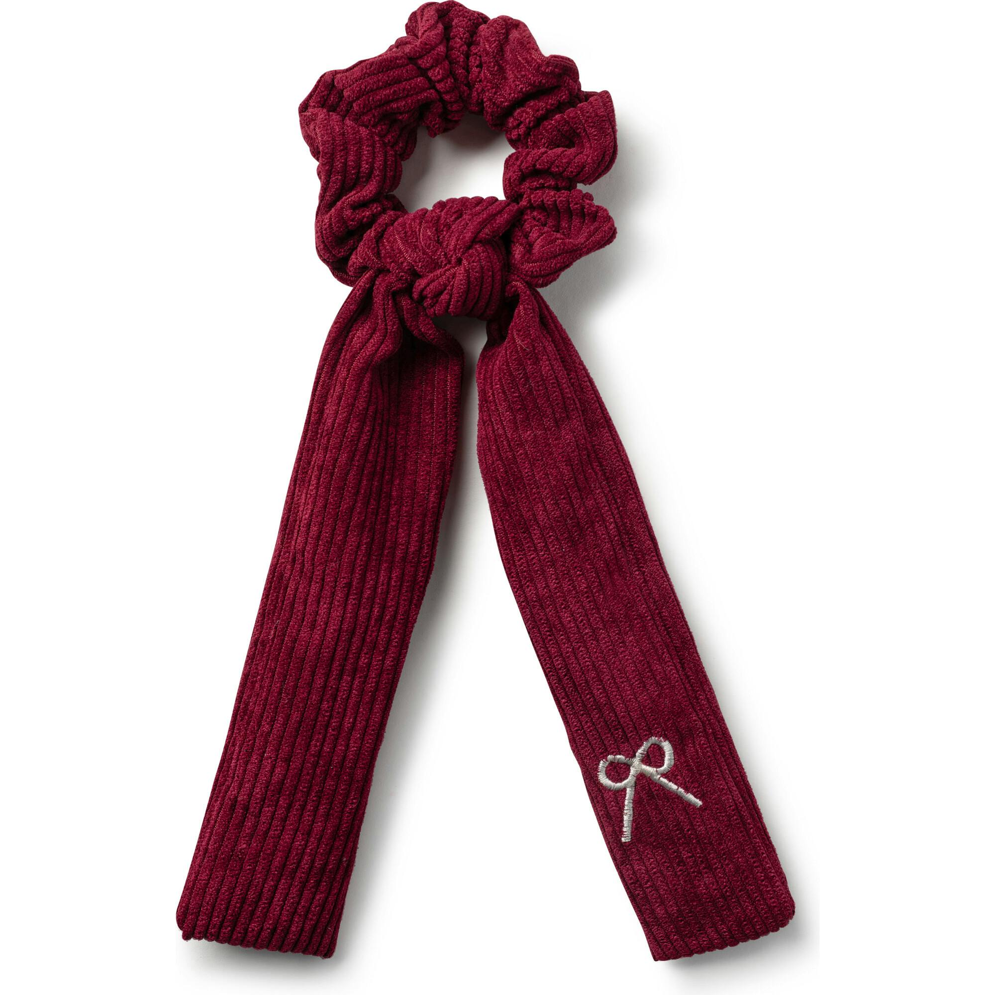 Mia Corduroy Signature Bow Logo Long Tail Scrunchie
