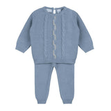 Boys Vertical Cable Knit Set Powder Blue