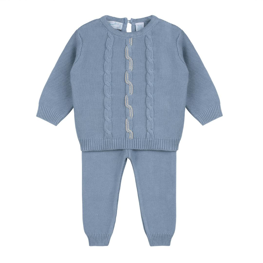 Boys Vertical Cable Knit Set Powder Blue