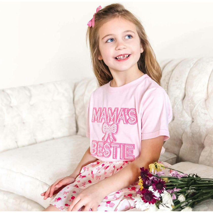 Mama's Bestie Pearl Patch Short Sleeve T-Shirt - Ballet
