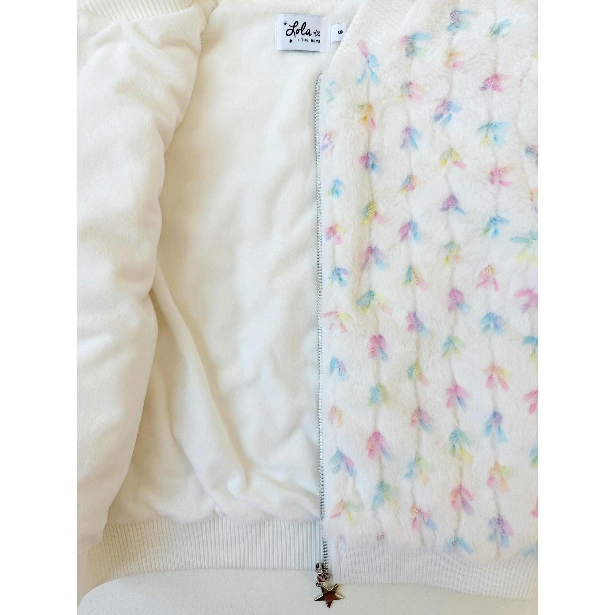 Pastel Bows Fuzzy Bomber