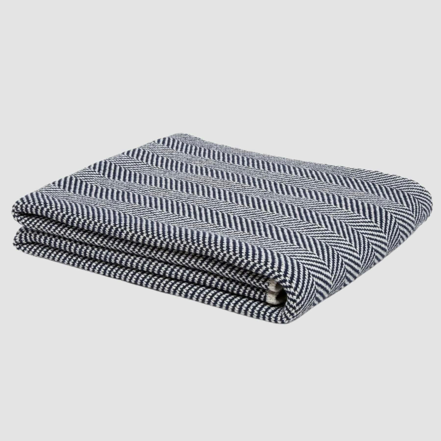 Cotton Sustainable Knit Throw Blanket - Herringbone