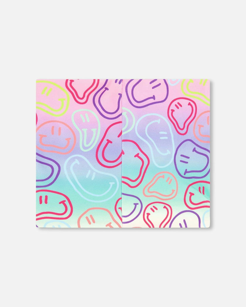 Stretch Jersey Neck Tube Multicolored Printed Smileys