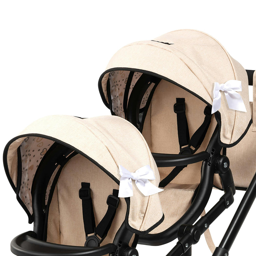 Bayer Design Dolls: Pram Twin Neo - Beige & Black