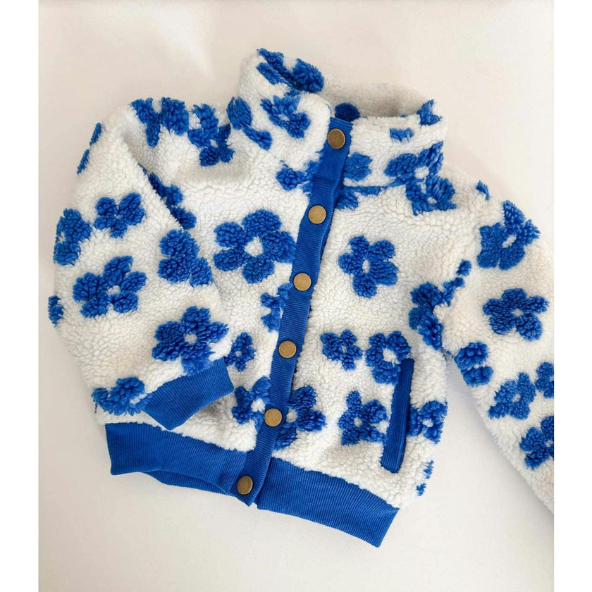 Flower Power Fleece Jacket, Blue