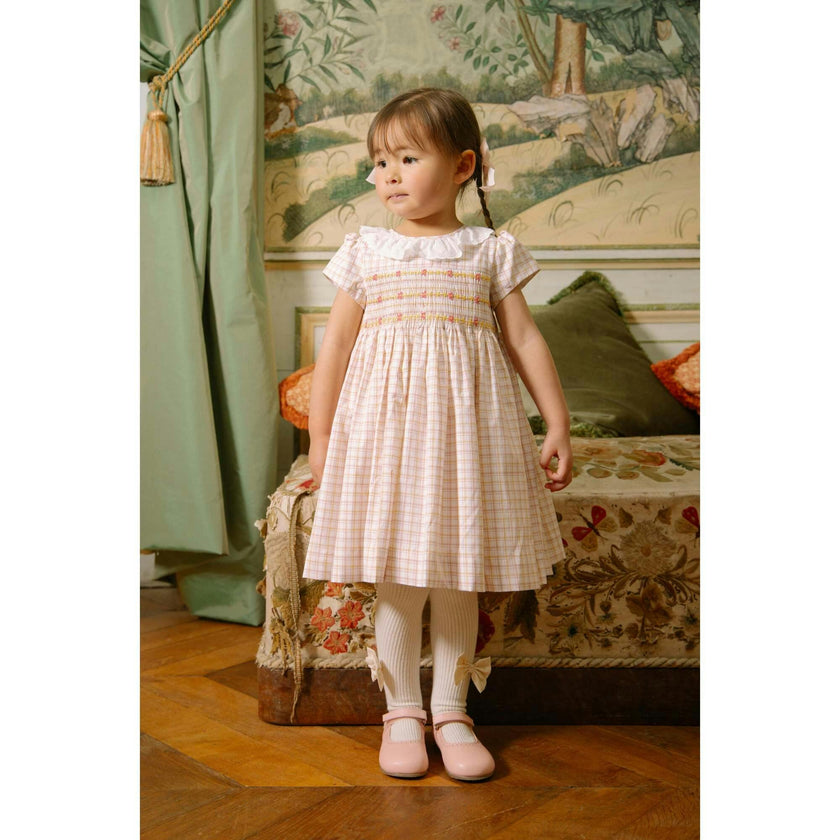 Zita Yellow Tartan Smocked Dress
