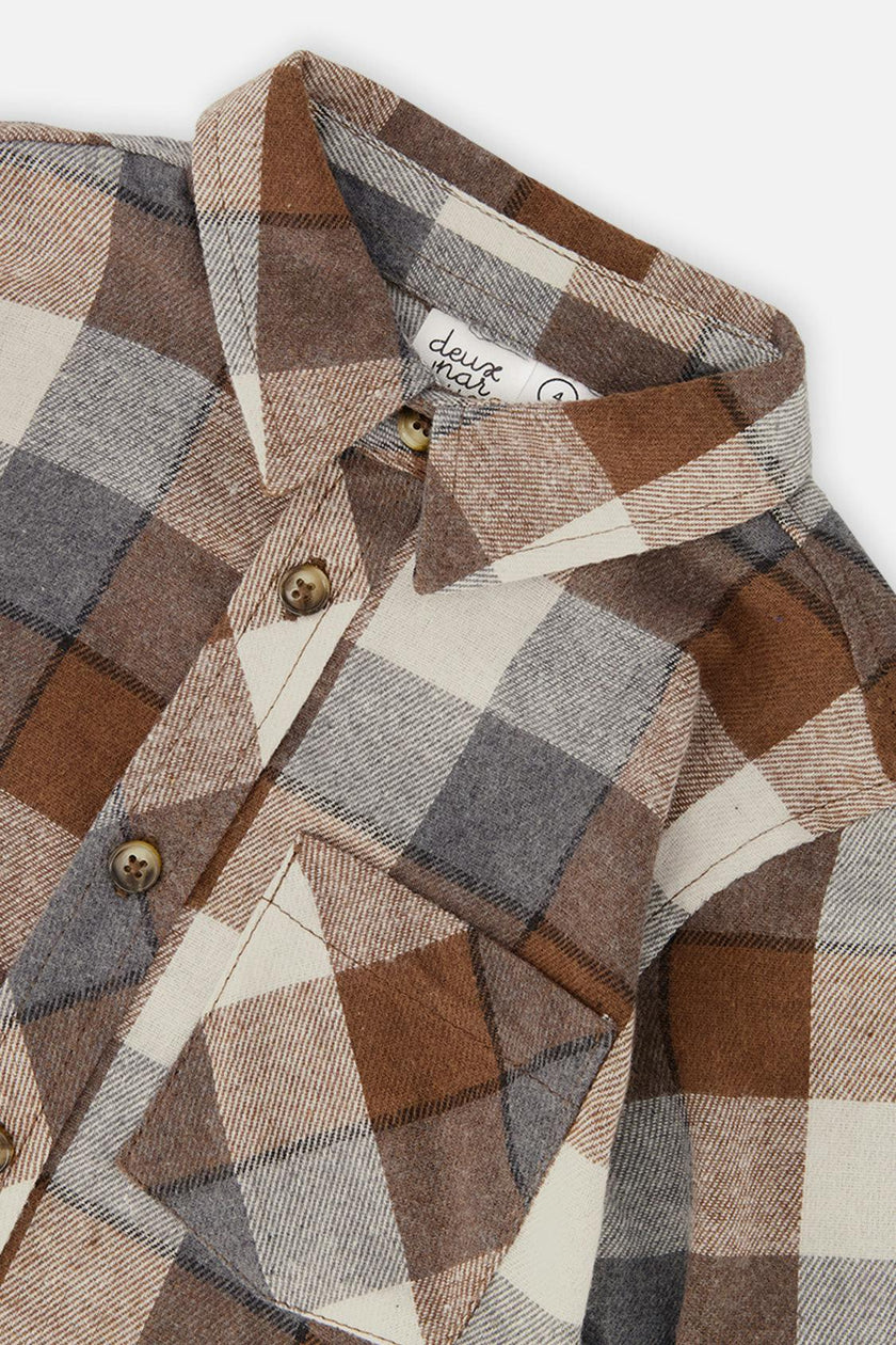 Flannel Shirt Grey And Beige Plaid