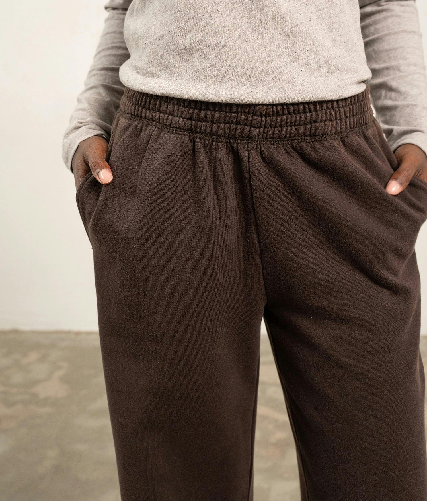 Womens Recycled Fleece Wide Leg Pant - Recycled Fleece - Mineral Ganache