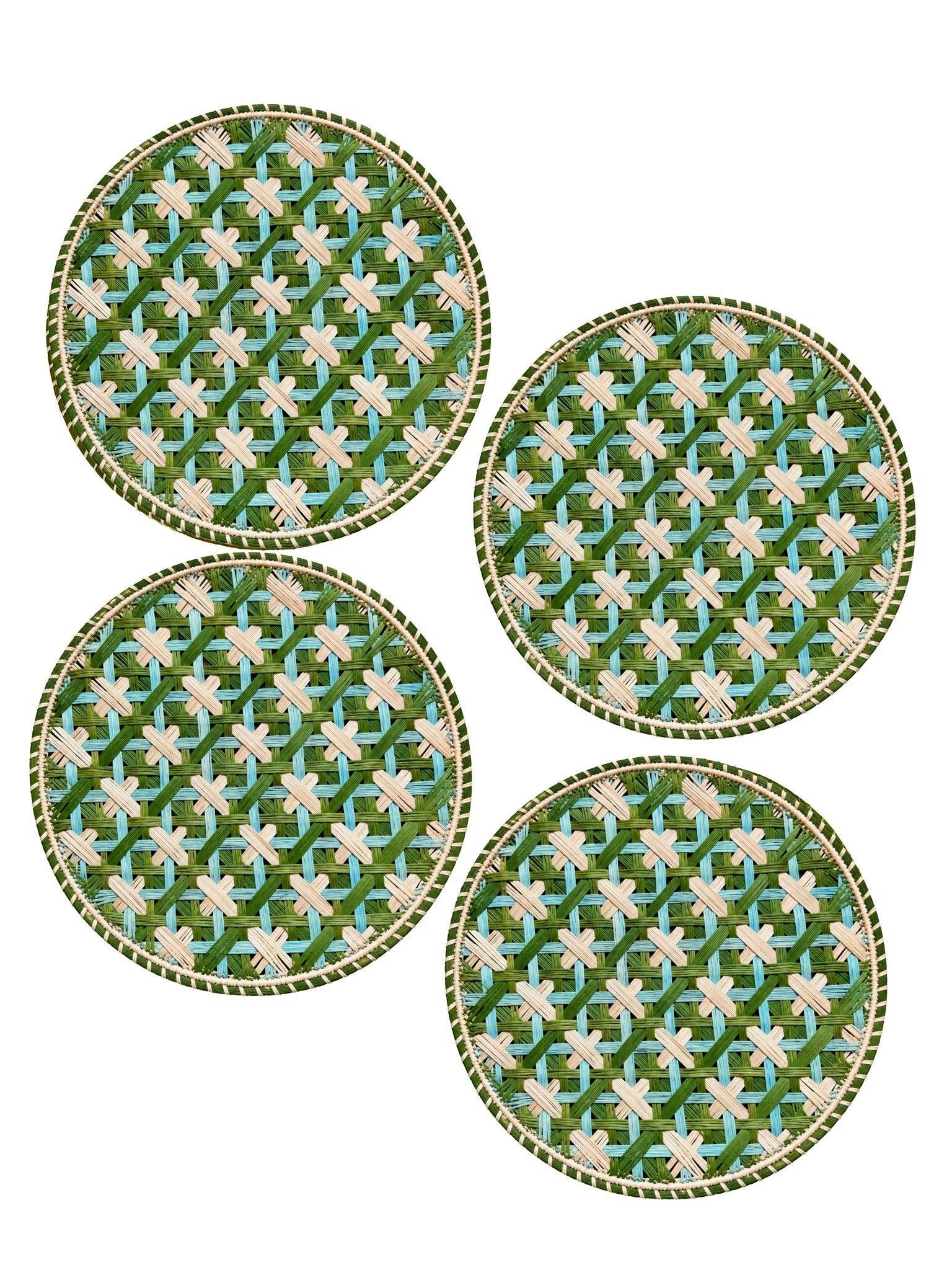 Set of 4 Handwoven Lido Verde Chargers