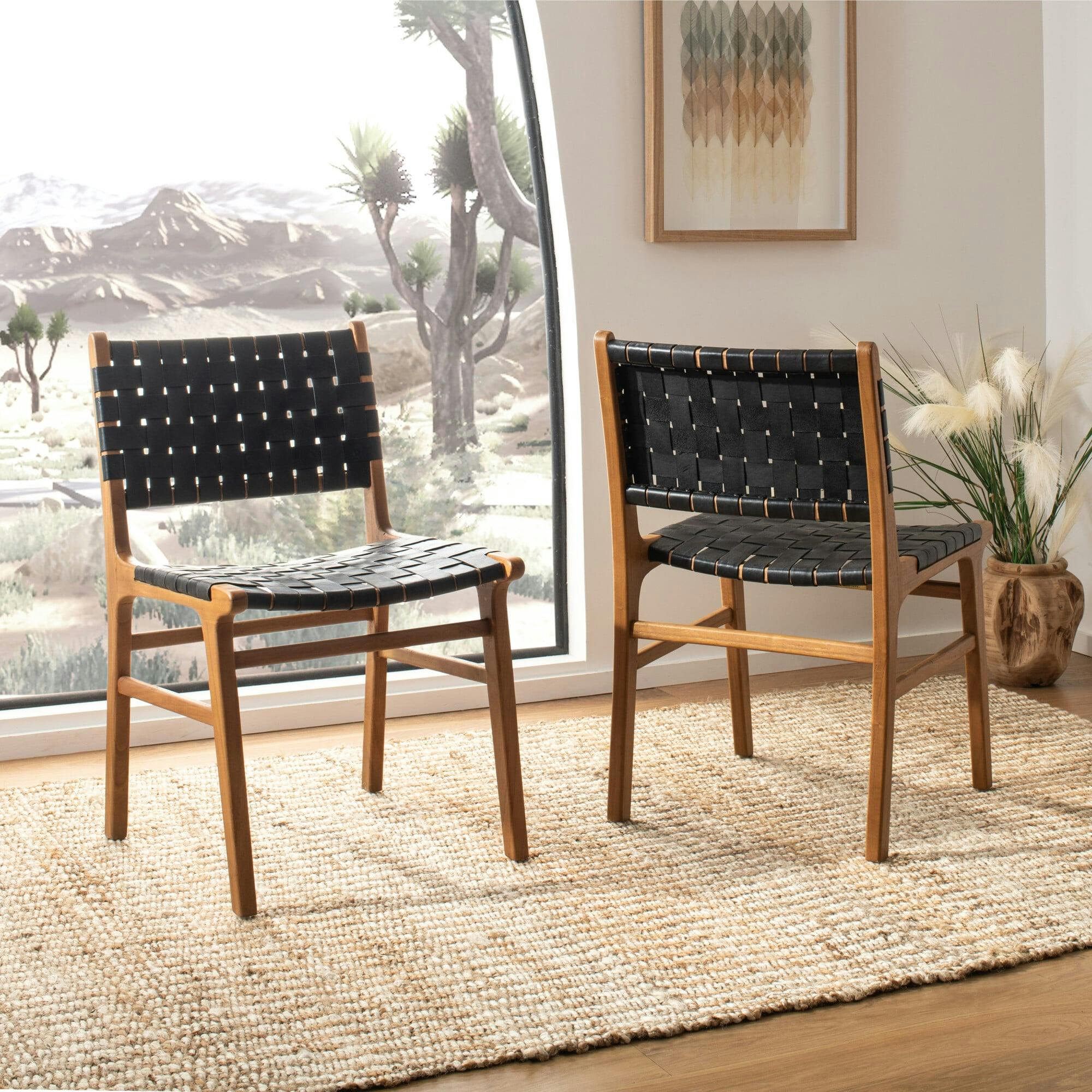 Taika Woven Leather Accent Chair
