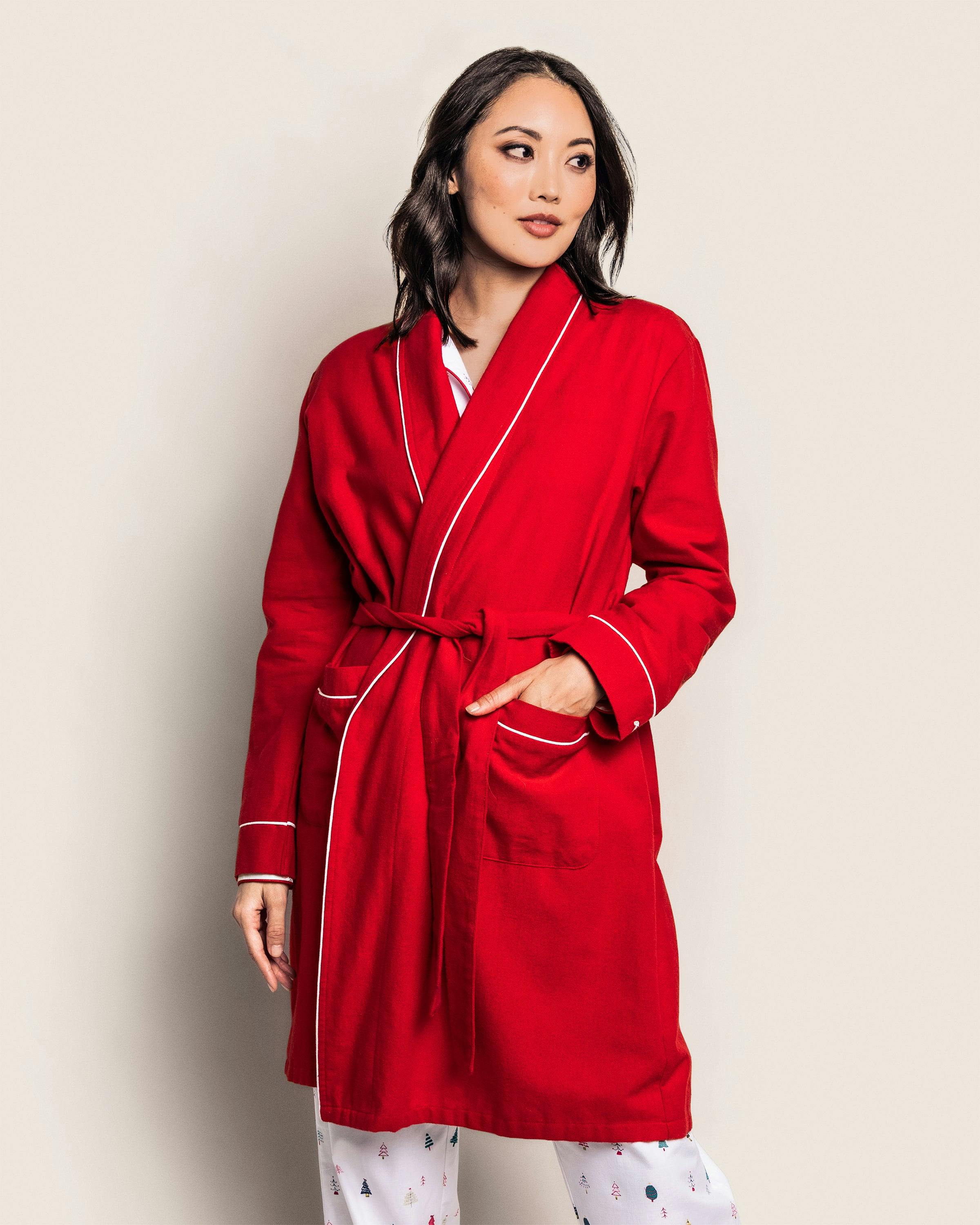 Women's Flannel Robe in Red