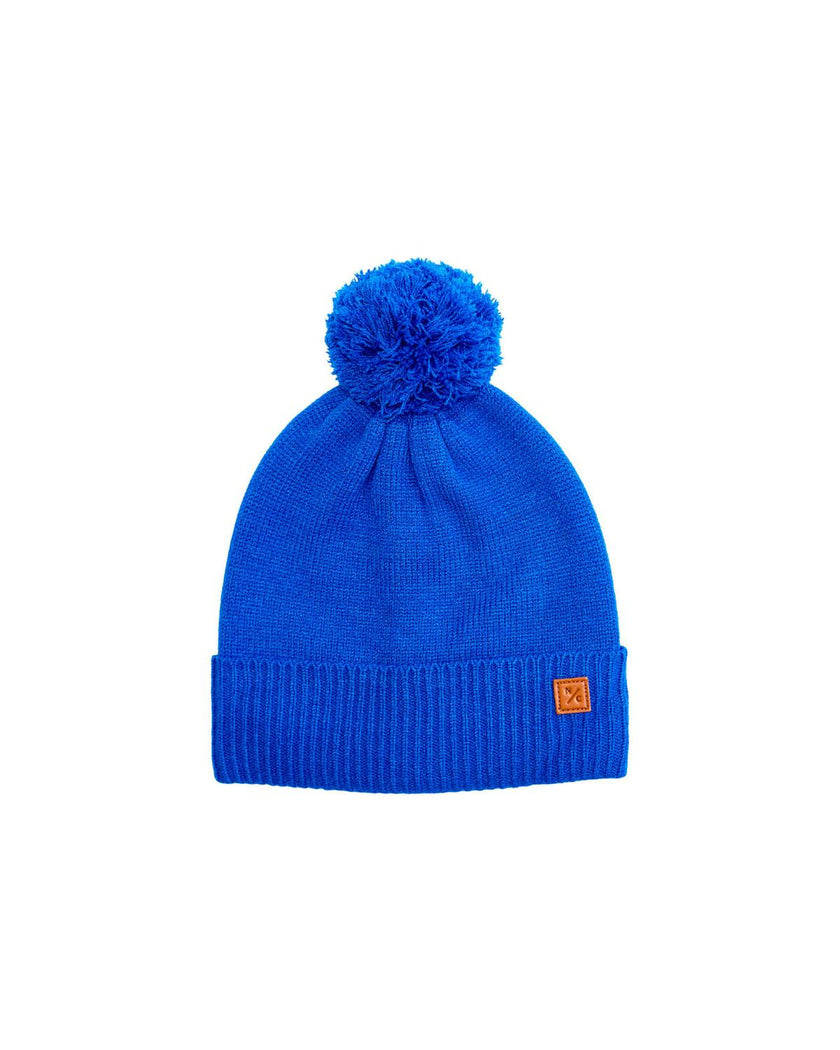 Knit Pom Hat in Varsity Blue