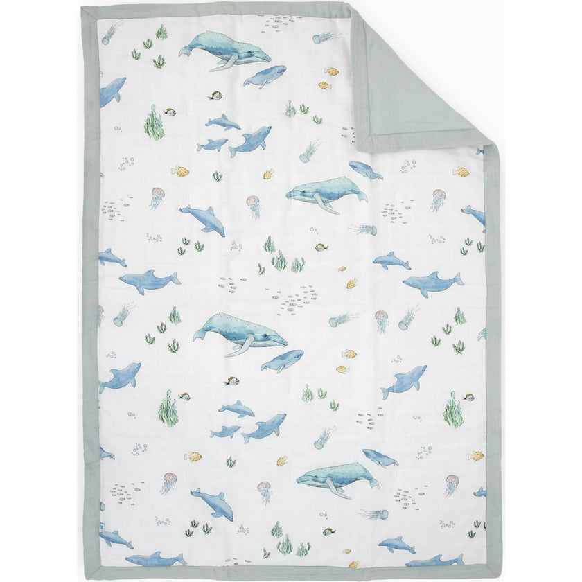 Cotton Muslin Toddler Bedding 3 Piece Set - Whales