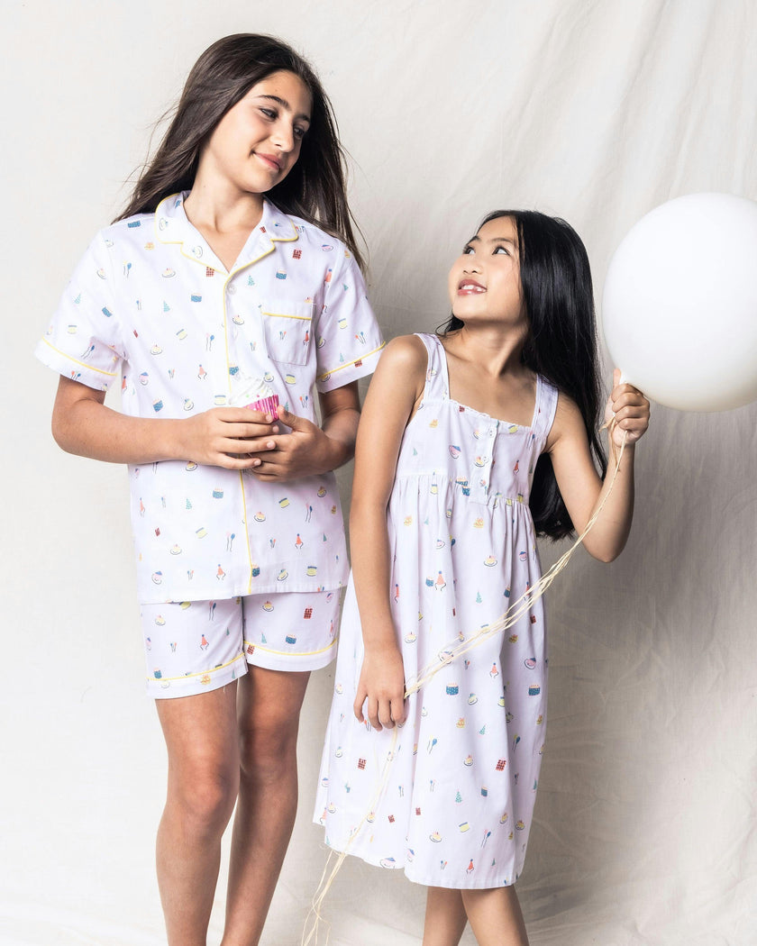 Kid's Twill Pajama Short Set in Birthday Wishes