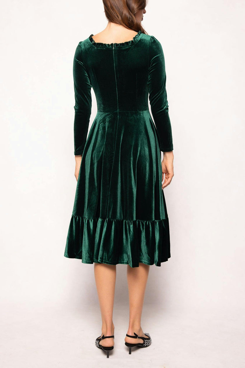 Cypress Dress in Green Velvet