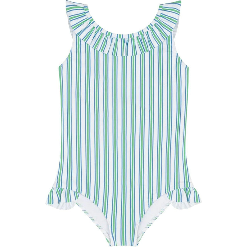 girls tamarin stripe ruffle collar one piece