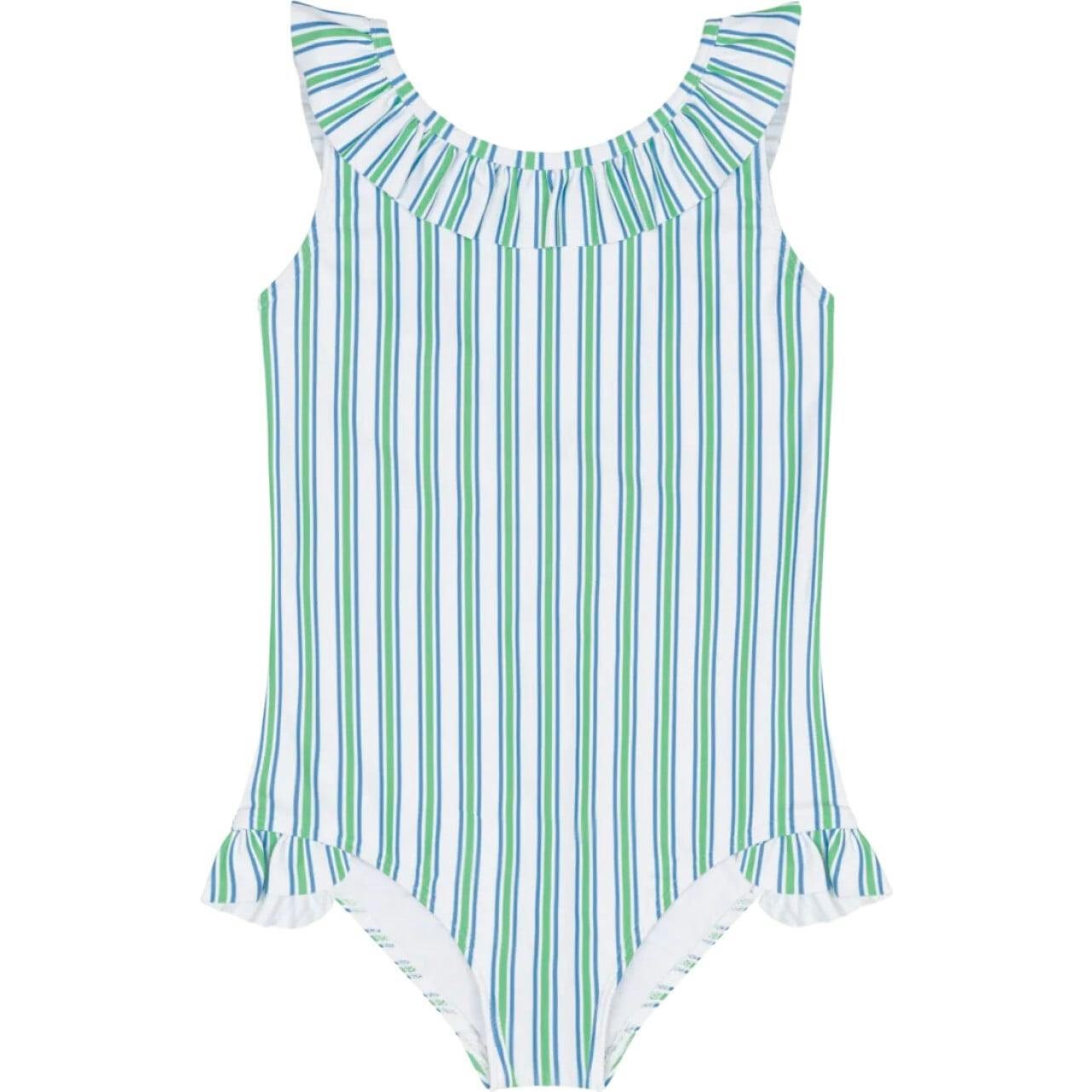 girls tamarin stripe ruffle collar one piece