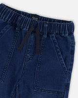 Stretch French Terry Denim Jogger Navy Blue