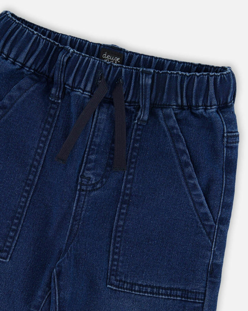 Stretch French Terry Denim Jogger Navy Blue