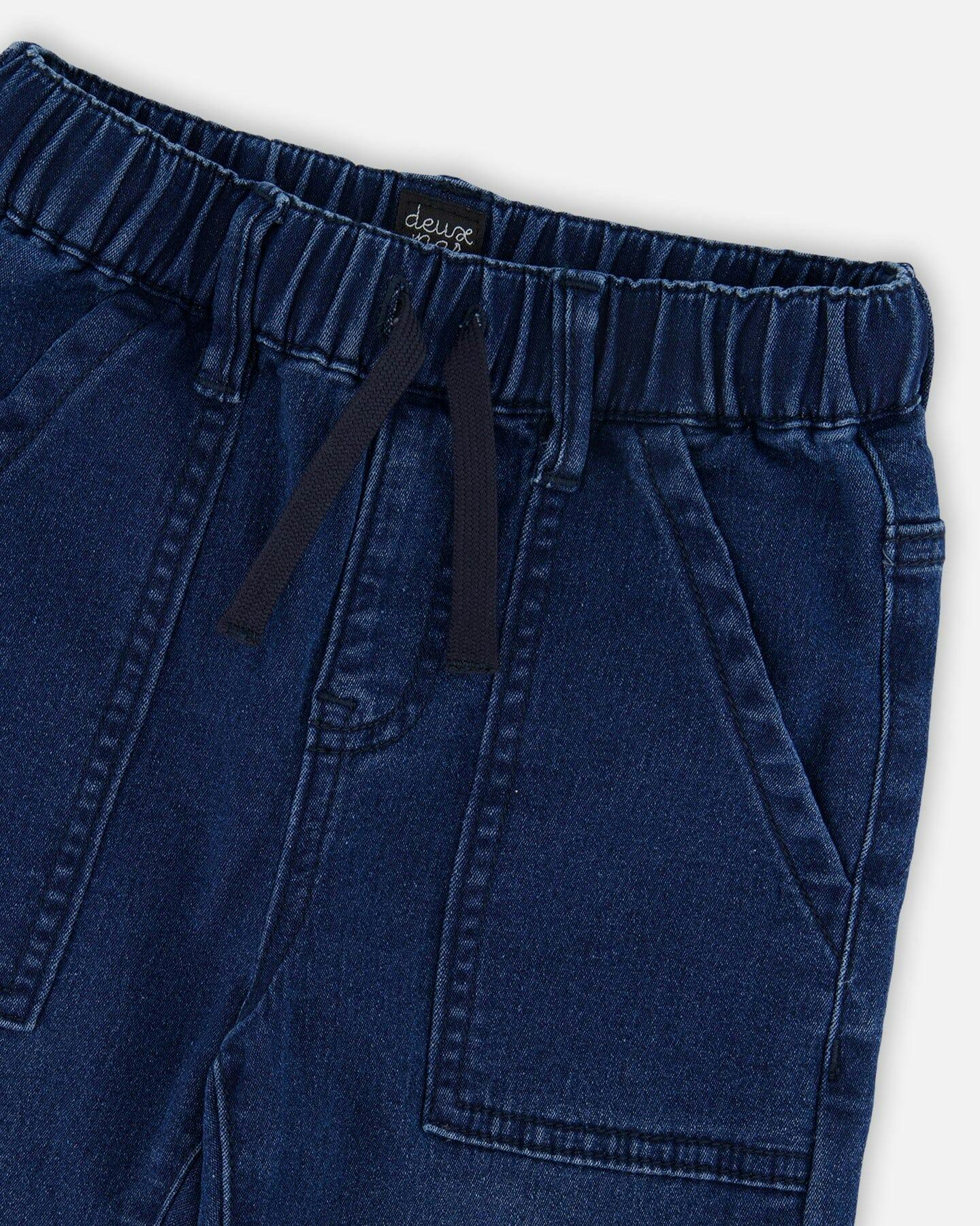 Stretch French Terry Denim Jogger Navy Blue