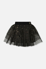Multi Layer Glittering Mesh Skirt Black