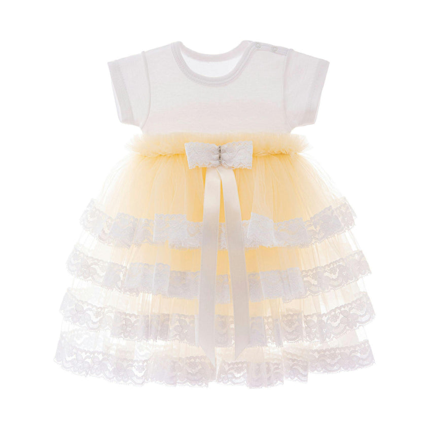 Beige Bella Vina Ruffle Babysuit Dress