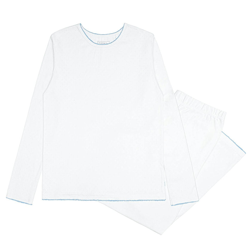 women's white pointelle pajamas set