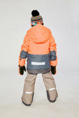 Two Piece Teknik Snowsuit Bright Orange Grey And Taupe