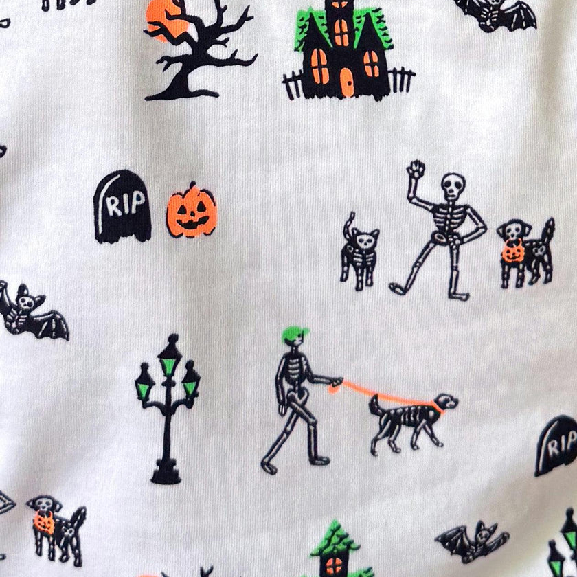 The Organic Long Sleeve Pajama Set [Spooky Skeletons]
