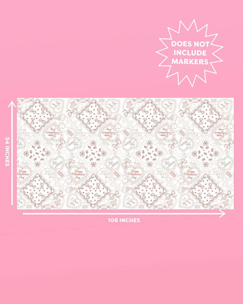 Be Mine Coloring Tablecloth - paper tablecloth