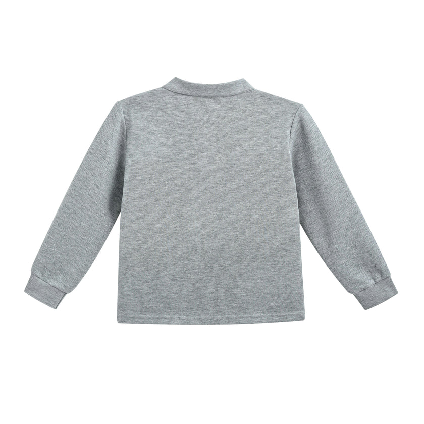 Gray Long-Sleeve Polo Shirt