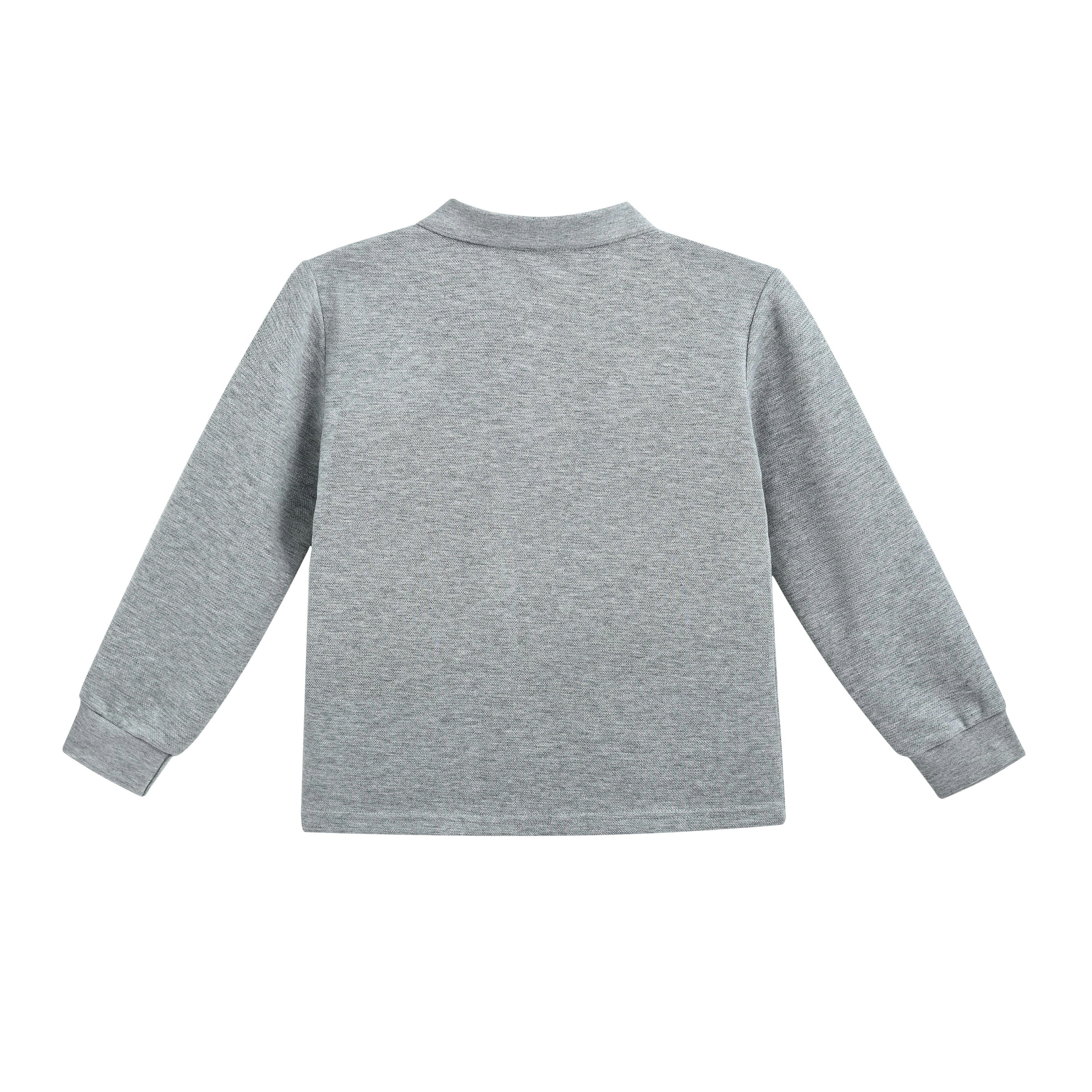 Gray Long-Sleeve Polo Shirt