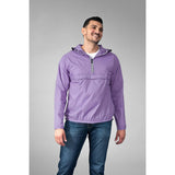 Light purple quarter zip packable rain jacket and windbreaker