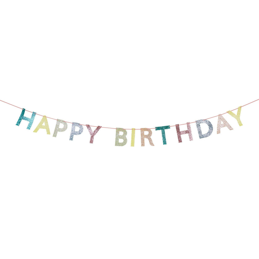 Mixed Glitter Happy Birthday Garland